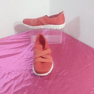 Skechers Red and White Sneakers with Comfortable Slip-On Design